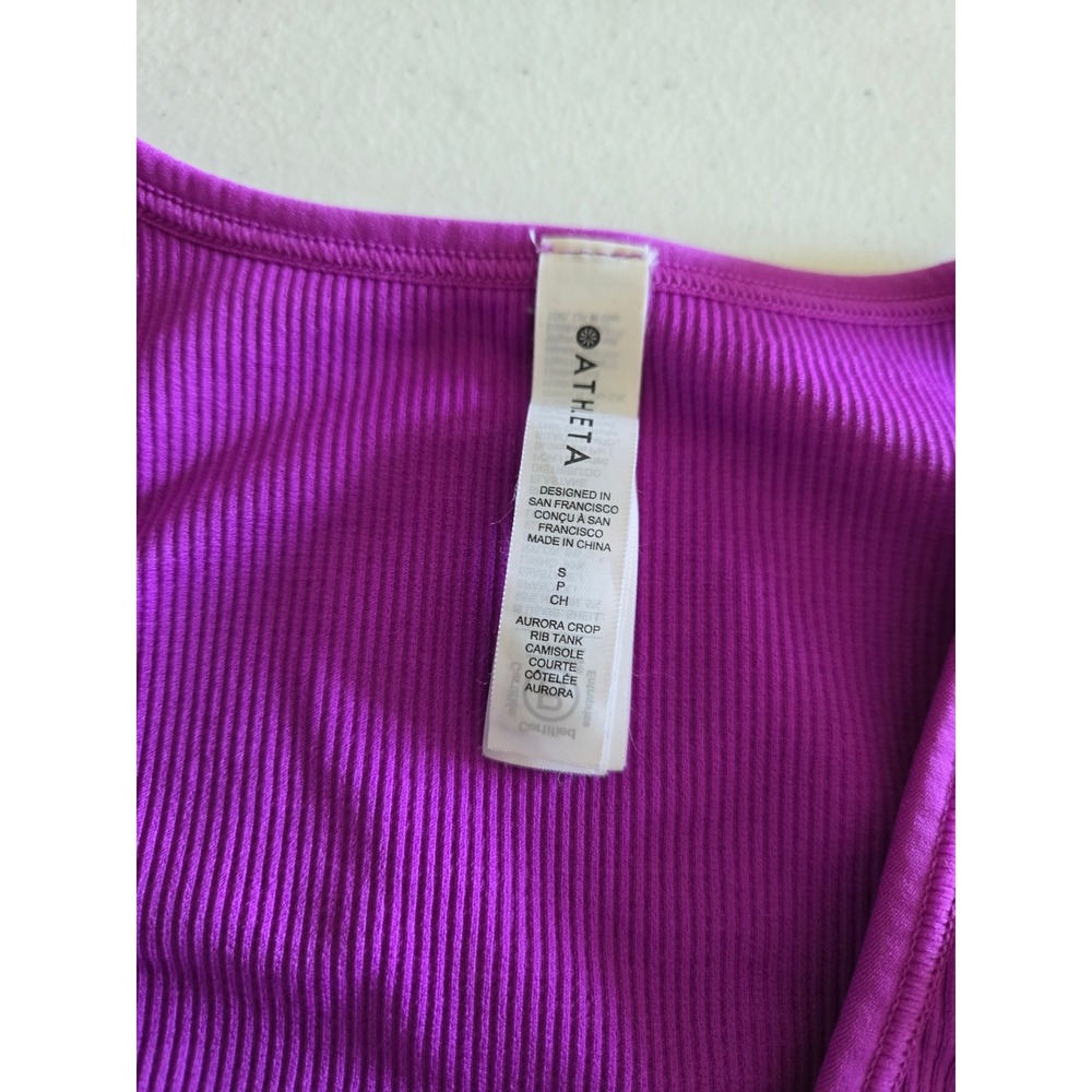 Athleta Aurora Crop Rib Tank Gem Purple V-Neck Seamless Yoga Top Womens Small - Picture 3 of 6